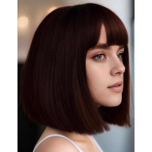 Women's Reddish Brown 12 Inch Costume Cosplay Party Short Bob Wigs And Sunglass - Picture 4 of 7